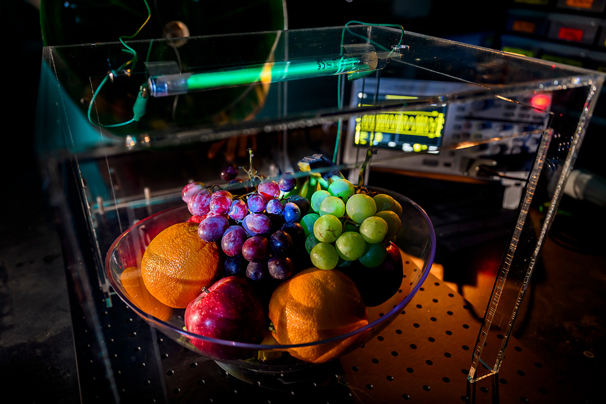 UV light used to disinfect fruit. 