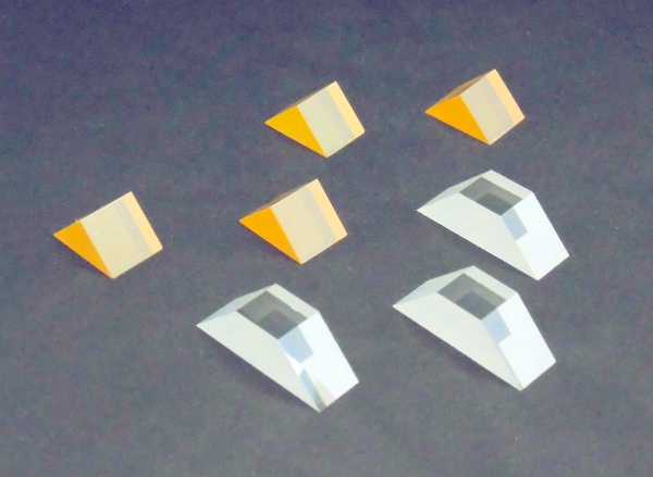 ZnSe and CaF2 prisms used in infrared and Ultraviolet applications. Machined and polished by Crystran 